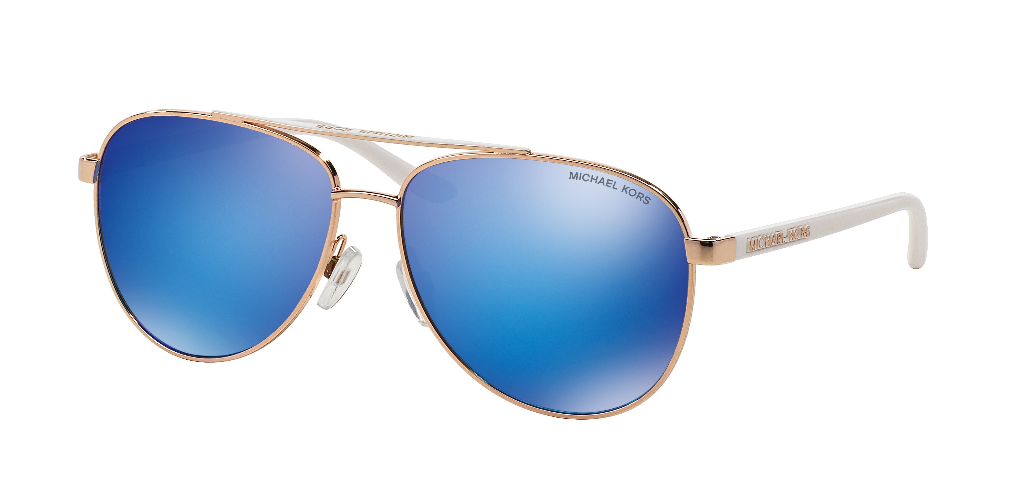 Michael Kors Damen MK5007 Hvar 104525 Sonnenbrillen Metall Rosa Blau Pilot Gespiegelt-image